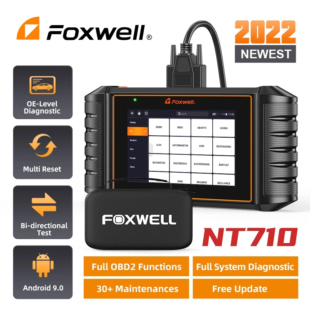 NT710 30+ Bi-Directional Control System Automotive Reset Analyzer Auto Car Automotive Code Reader Scanner Automotive Scanner Foxwell Scanner Full Service Tool Scan Diagnostic OBD2 Scanner Wireless