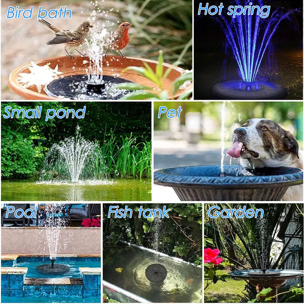 Solar Fountain 3W, Bird Patterns Shinysix Spray Pool Garden 7 Bath Pond for Fountain Pump with