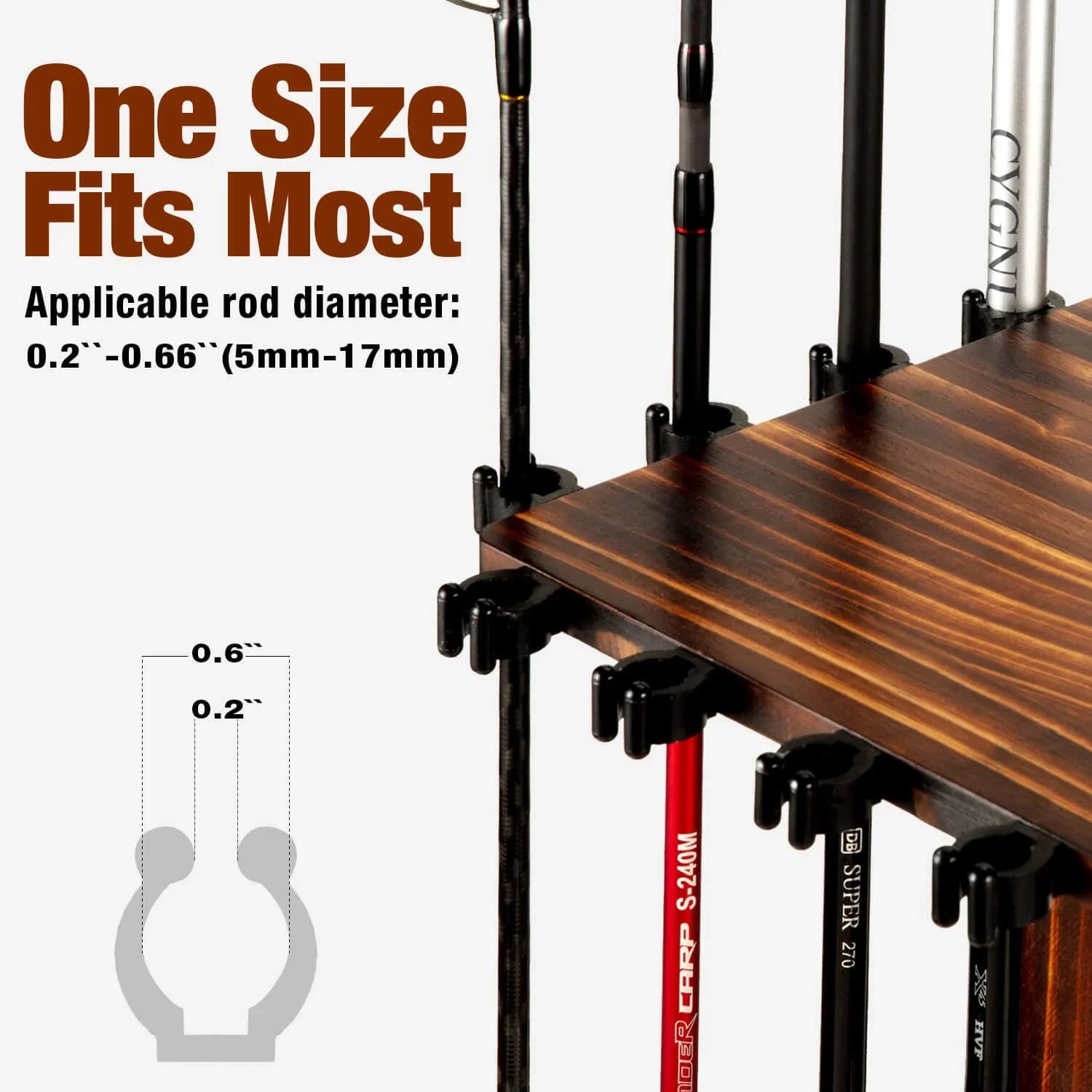 Rod Rods Fishing Men Rotating Garage Fishing Pole Holders Gifts Degree Holds up Wood Ghosthorn 16 for , for to 360