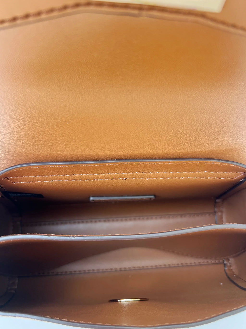 Crossbody Tone Small Kors Bag Brown Lita Two Michael MK Logo Leather
