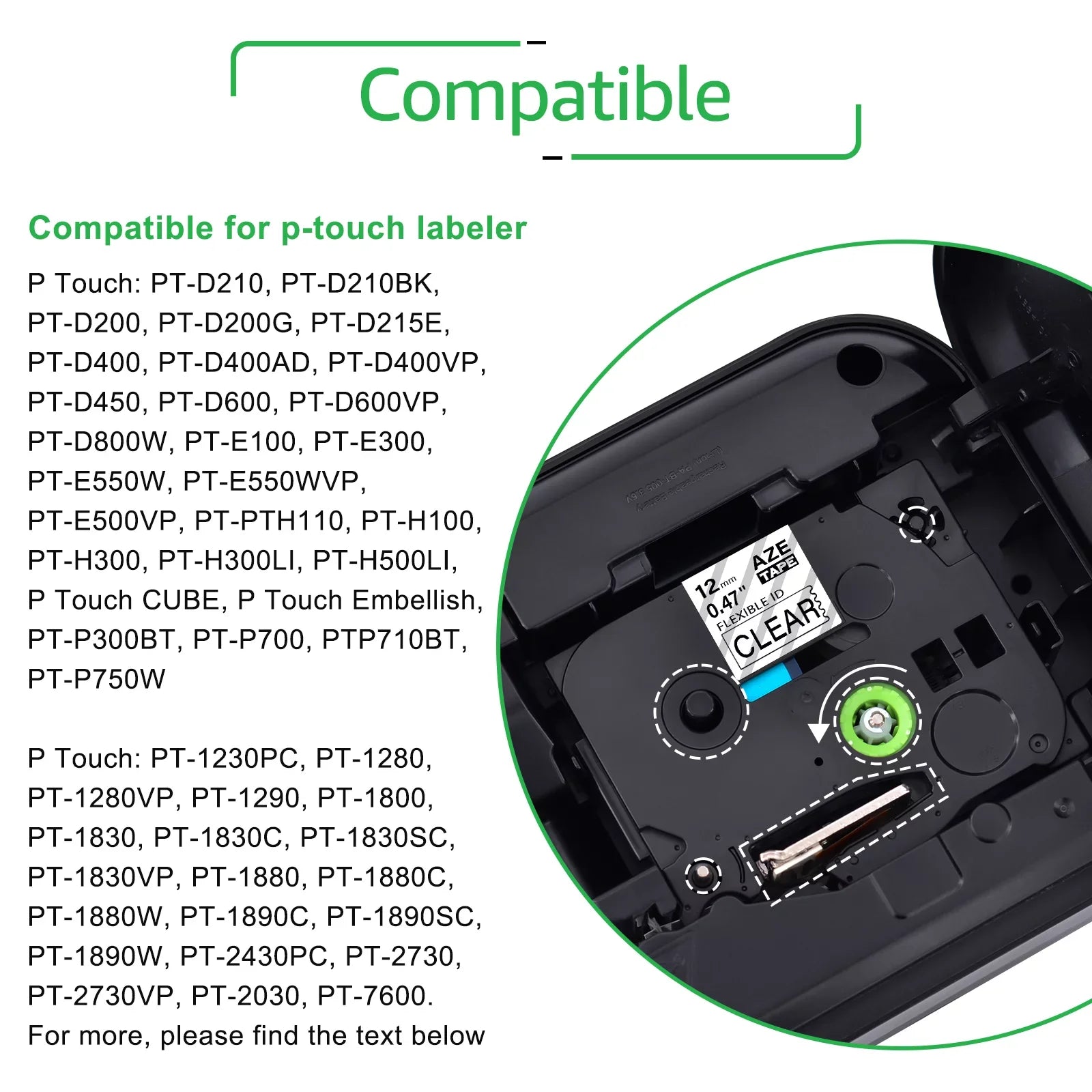 for Wire Cable TZ Flexible Tape x Clear GREENCYCLE TZe ID Label TZ-FX131 Brother on TZe-131 Black 8m P-touch 5PK TZe-FX131 Compatible TZ-131 12mm