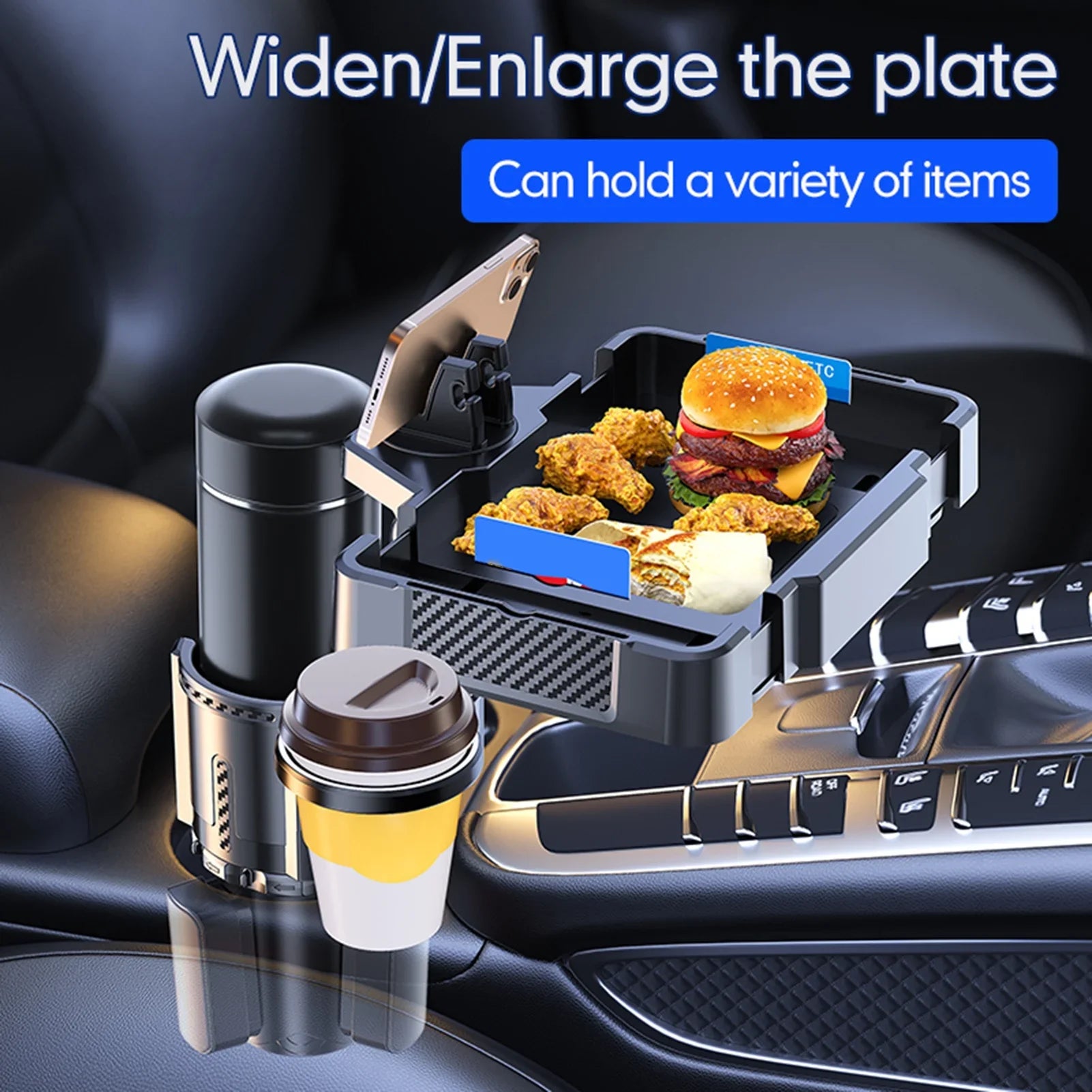 Holder Versatile Multifunctional 4IN1 Tray Holder for Cup Car Dual moobody Storage Rack, and Expander Snack Phones, Tray Cup Drinks
