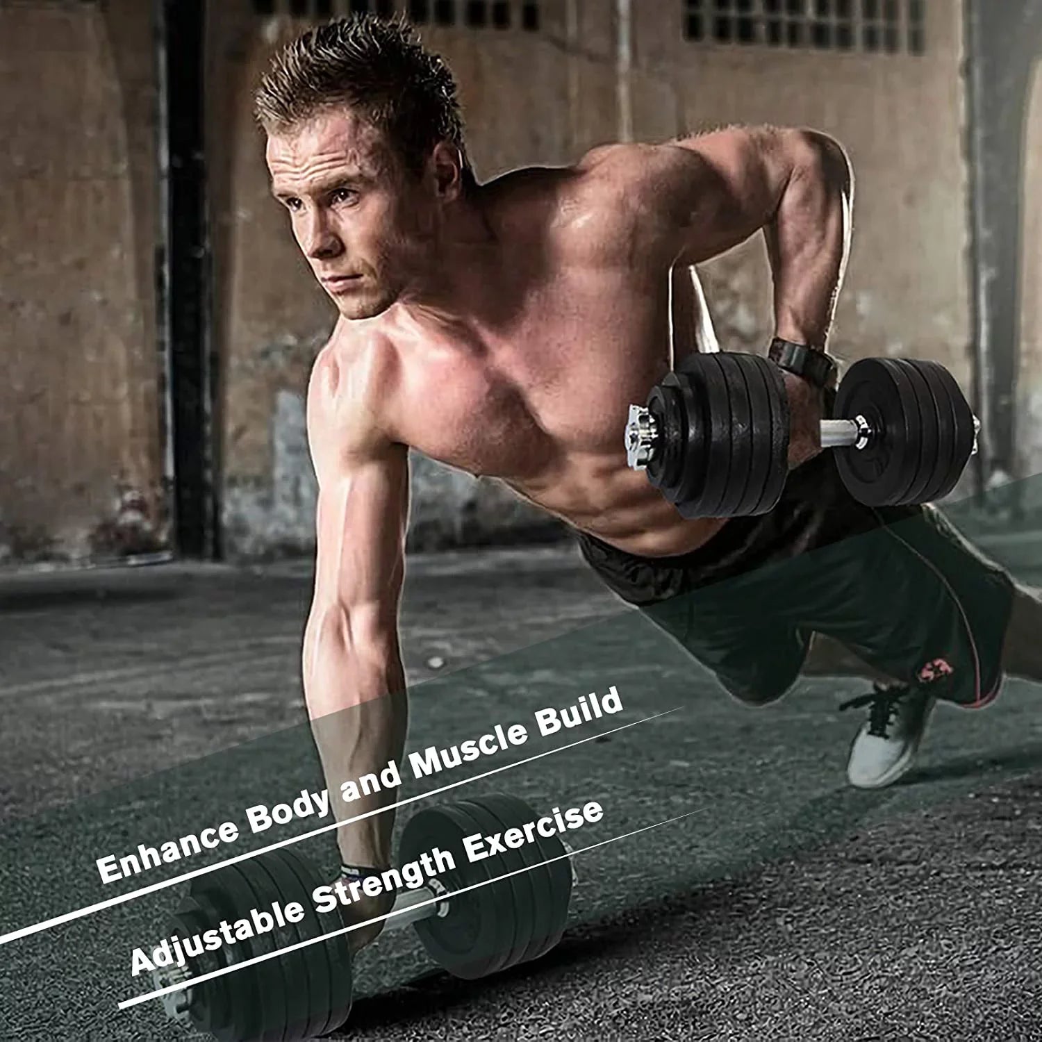 Set Adjustable 105lbs Dumbbells Iron Weight Cast