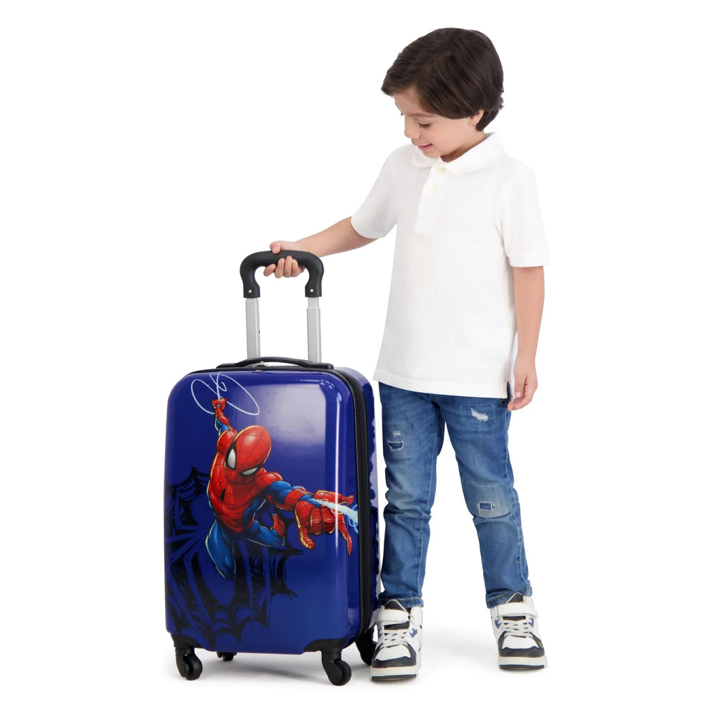 Spinner Rolling with 21 Marvel Blue Wheels, Spider-Man Inch On Kids Hardshell Luggage, Carry Suitcase