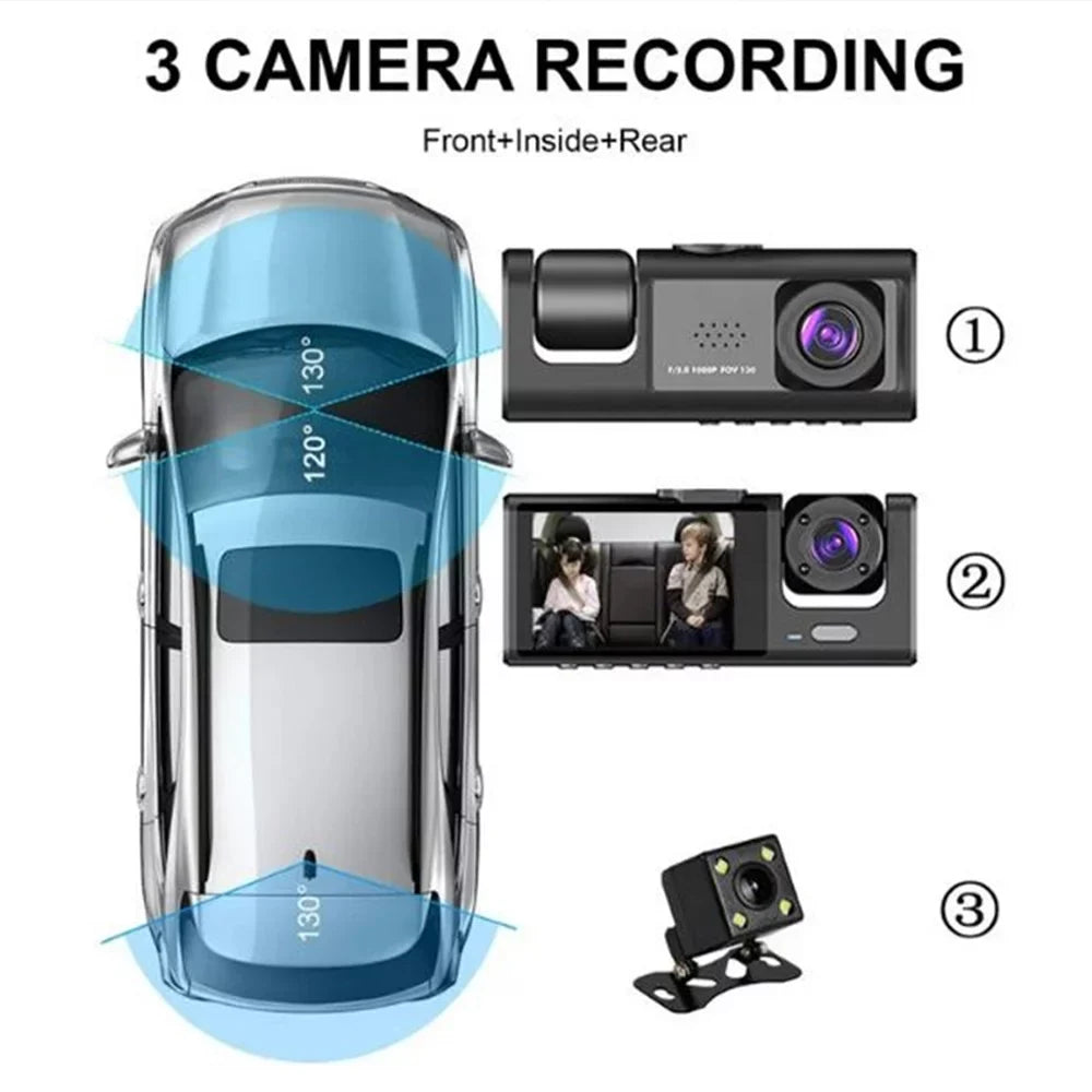 Video Cameras HD in Motion ALLTIMES Cable Cam Car Loop Screen, Detection, Recorder, Recording, Car and IPS Dash Front Charger with 2" 1 G-Sensor, 1080HD Interior Display 3 Rear