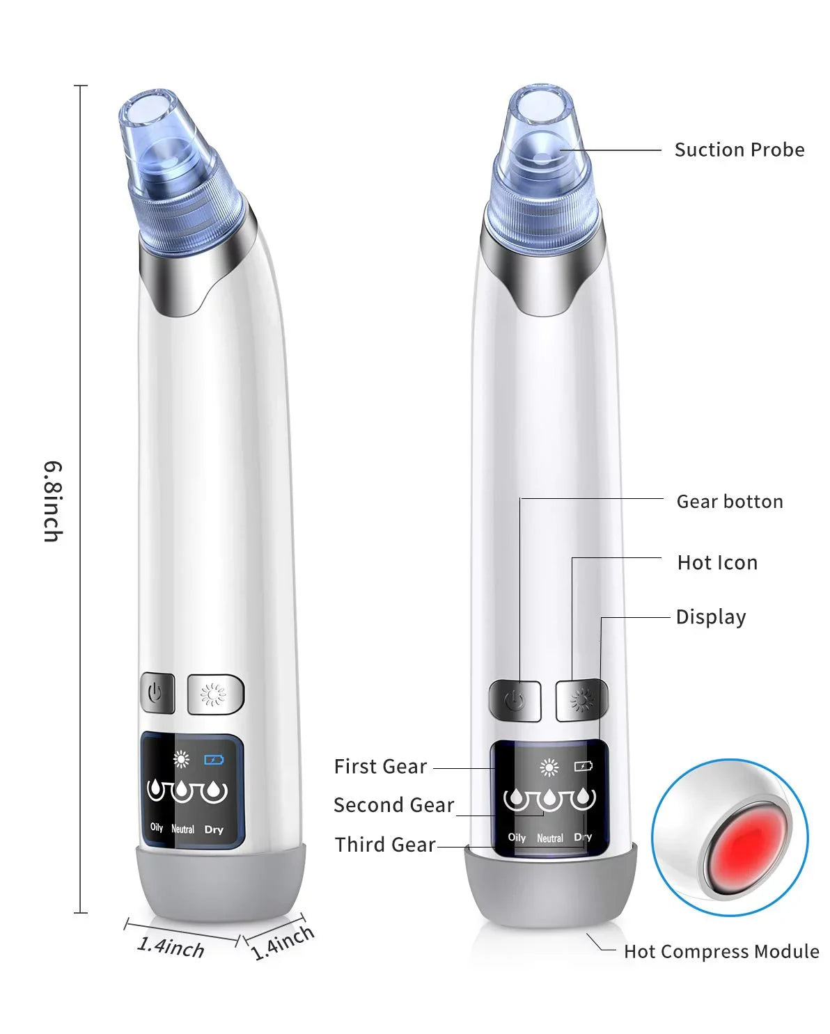 Cleaner Blackhead Pore Face USB Remover Cleaner Face Nose Rechargeable Sucker Pore Men Facial Blackhead Pore Vacuum Suction Ansten for Blackhead Electric kit Women Vacuum Remover Pimple