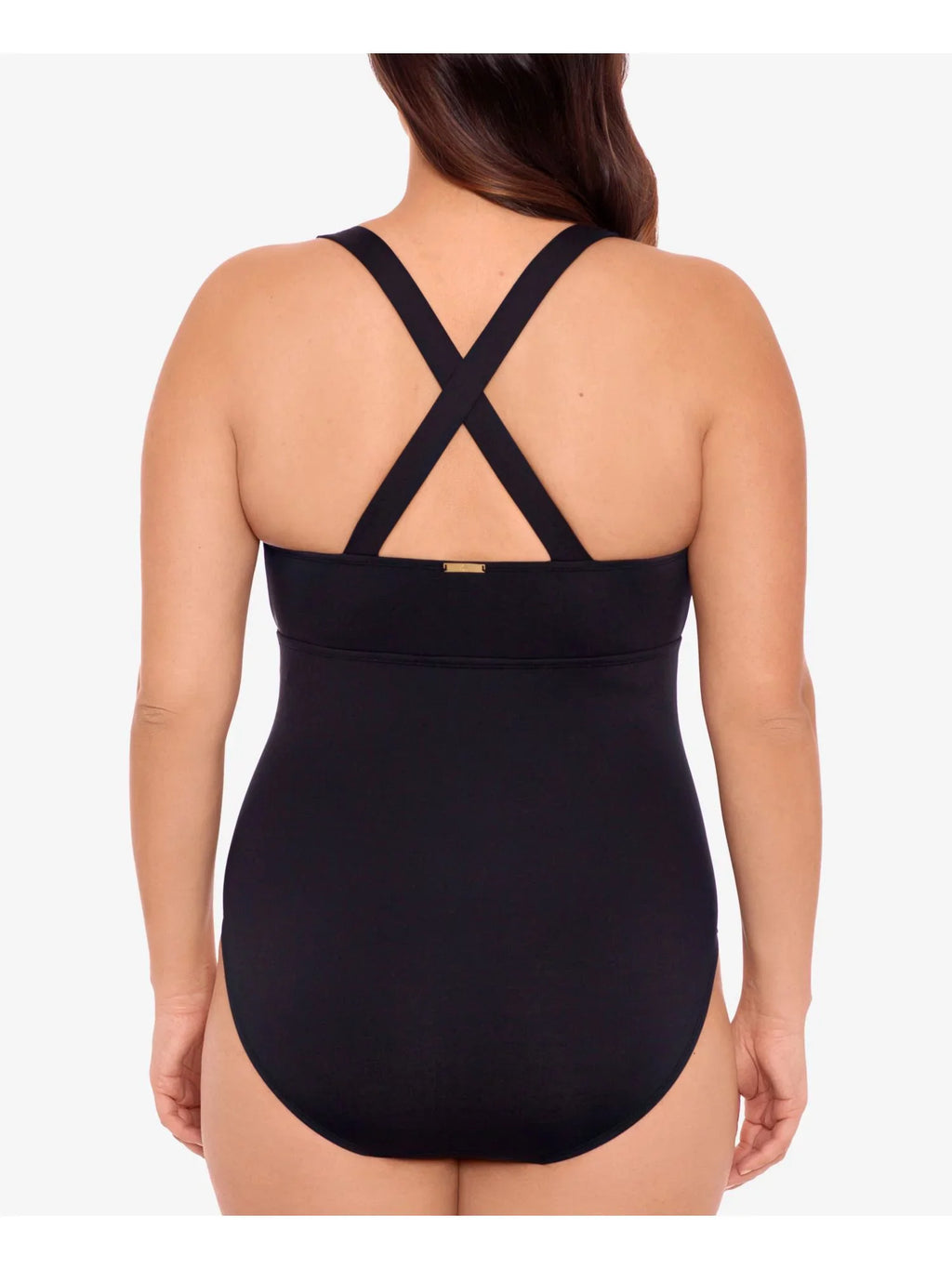 Piece Control Tummy Swimsuit Black RALPH Women's LAUREN Neck LAUREN Non-Removable Cutout One Cups Scoop 22W