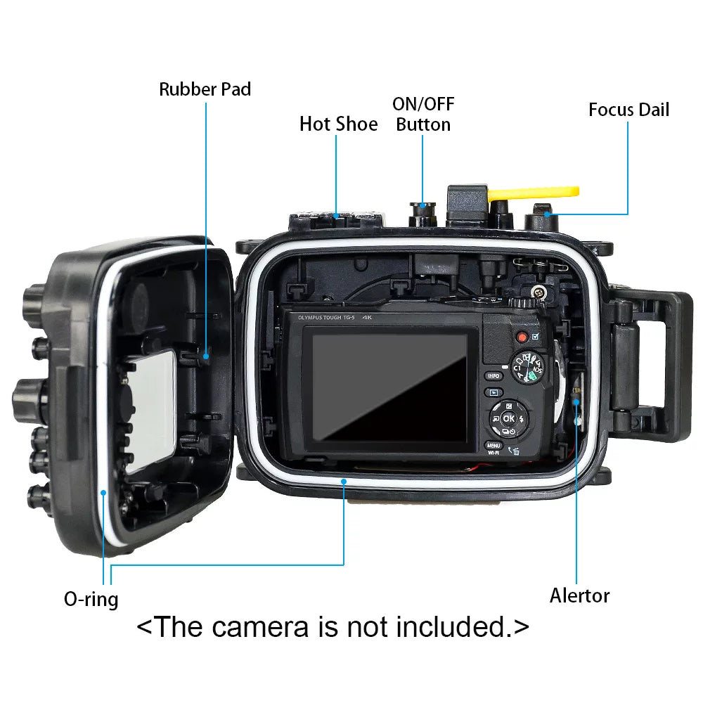 for Shell 60m/195ft Replacement Olympus Diving Case TG-5 Sea Protective frogs Housing Camera Underwater Waterproof Camera