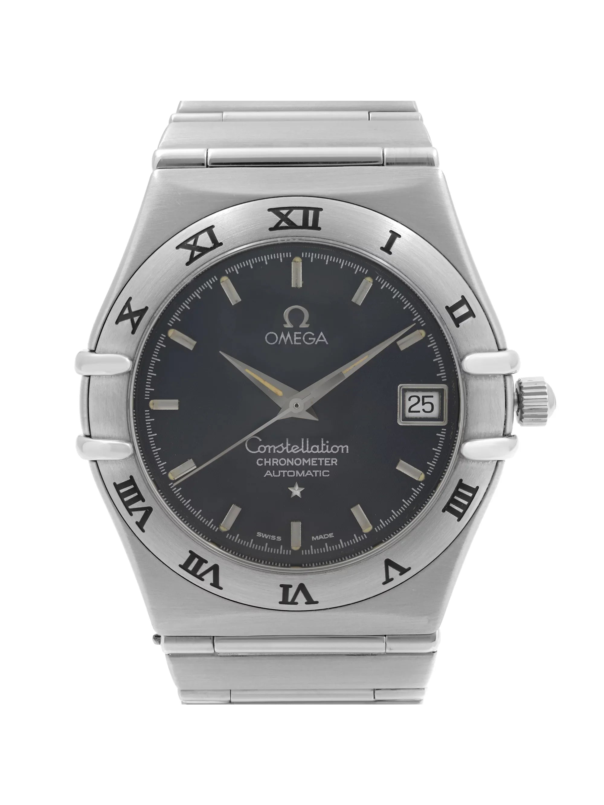 Men Dark Automatic mm Steel Blue 35 Omega Watch Dial Constellation Date 368.1201