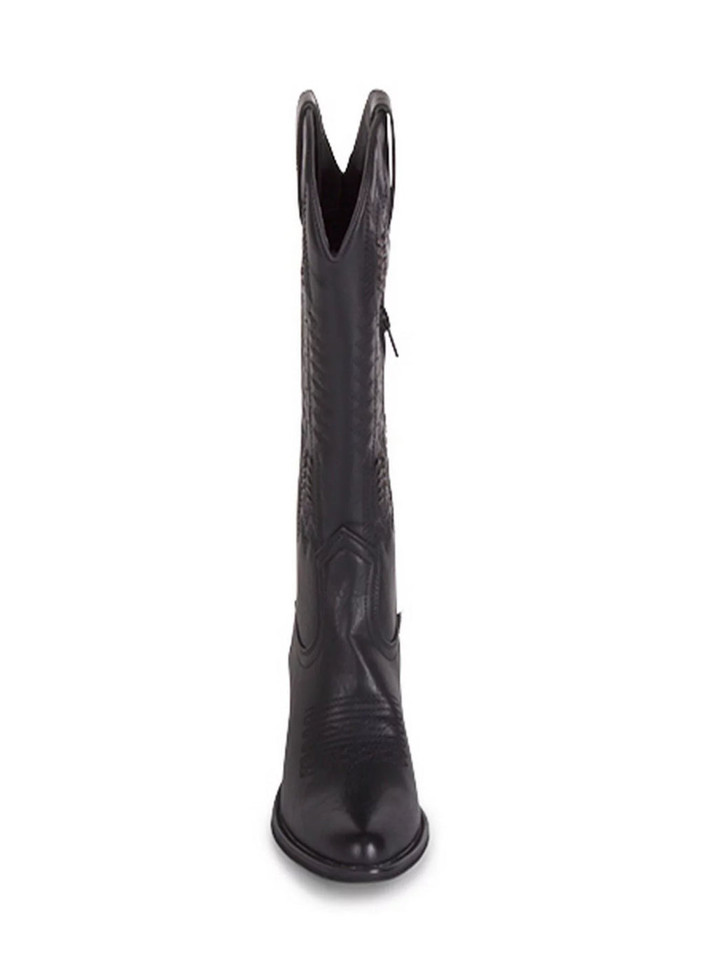 Woven Padded Womens Block Heel Pointed WANTED Western Black Boot Texan Tabs Detailing Pull Whip-Stitch Toe 8.5