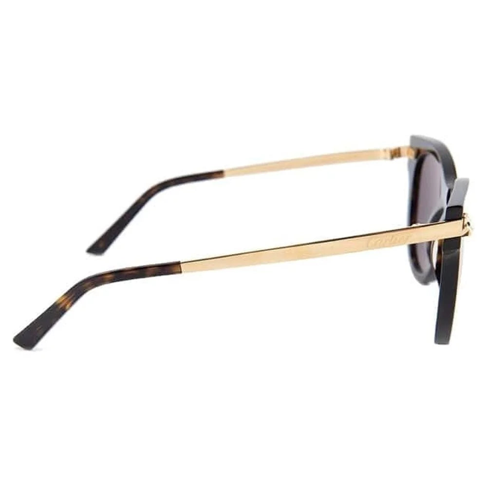 Gold CT0024S-002 Havana Cartier Mirror Brown Sunglasses Bronze Lens Cat-Eye
