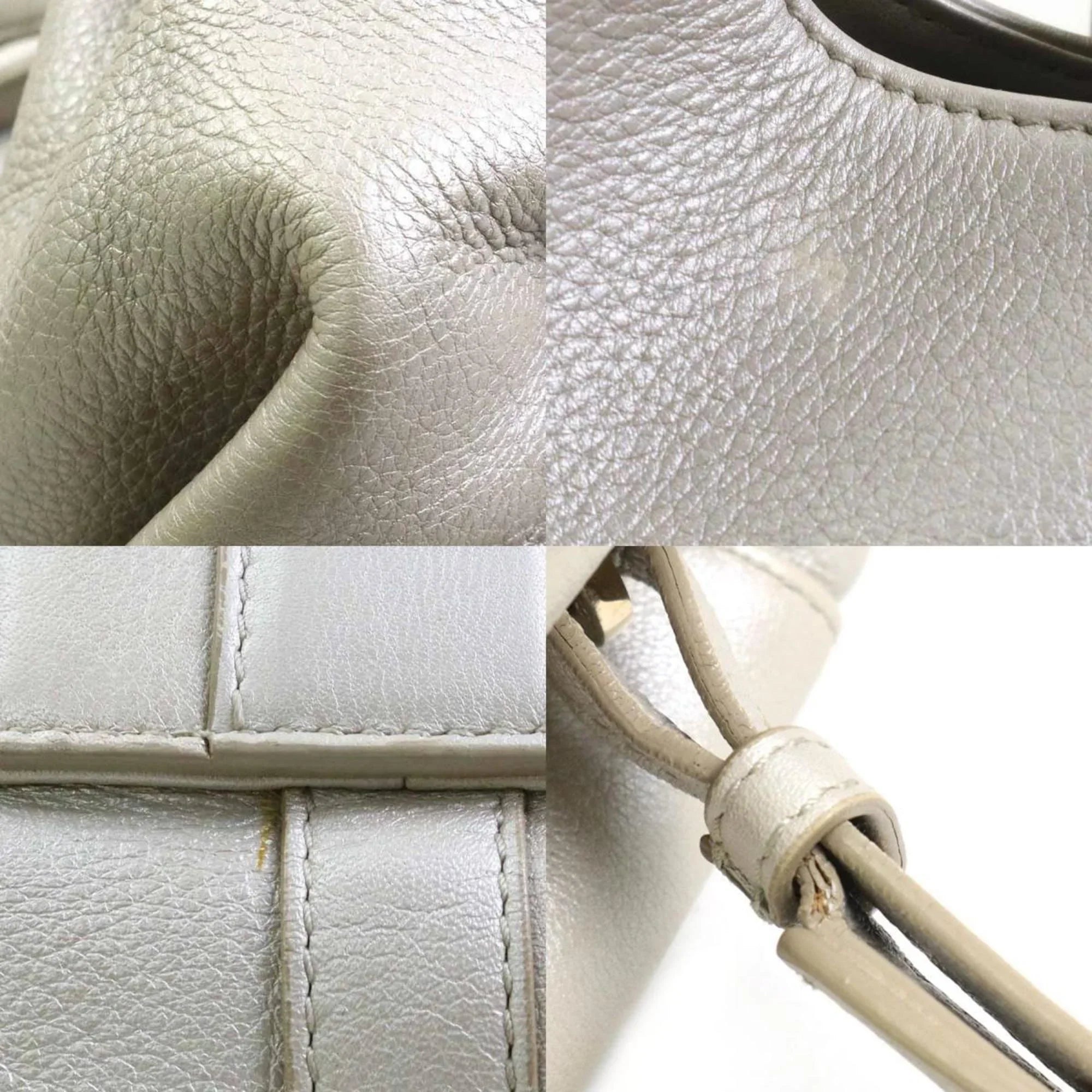 handbag gray Pre-Owned leather Bvlgari shoulder Chandra (Good) gold pearl BVLGARI bag ladies