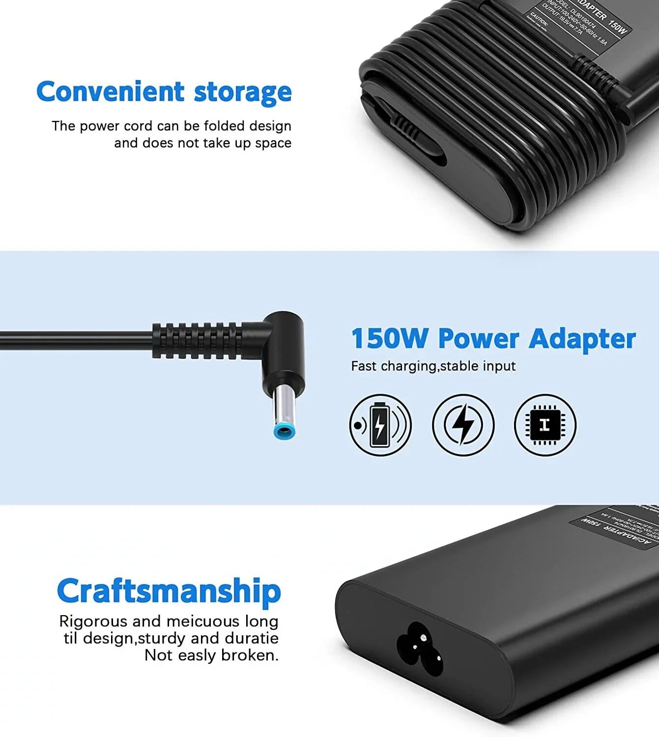 Power 4.5*3mm Adapter Charger AC Supply 150W G5 G6 15 Zbook Laptop G4 HP G3 for JLLOM