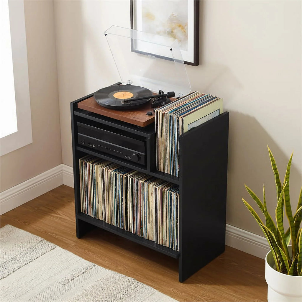 Tv Furniture Portland Console Record Stand Center, Entertainment Crosley and Media Vinyl Storage