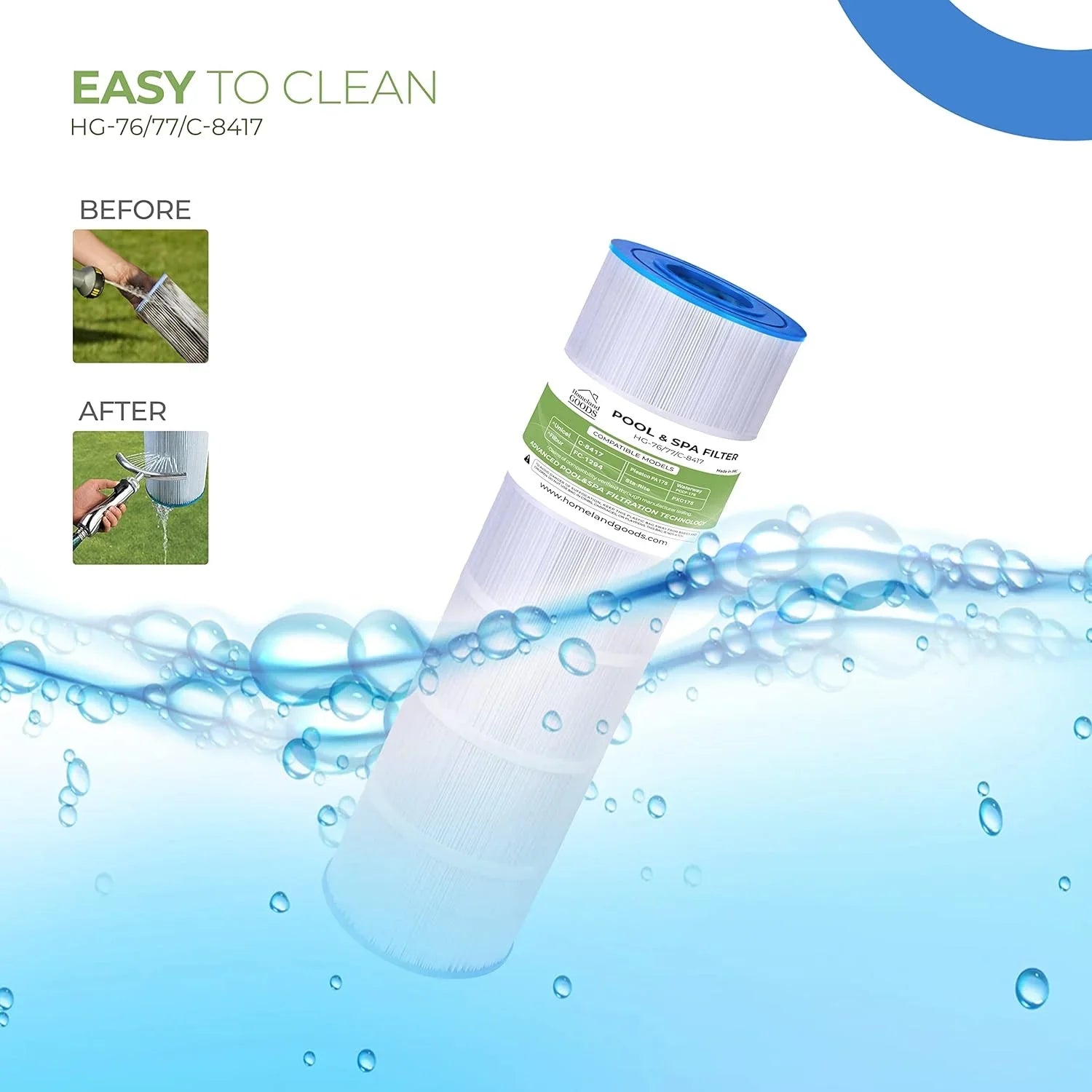 sqft C-8417, 8 15/16" Sta-Rite 3/16" Waterway Homeland 175, 1PK Goods Filter x Filbur 28 Hayward 175 PA175, 25230-0175S, C1750, FC-1294, PCCF-175, Pool Unicel CX1750RE, PLF175A PXC 817-0175P, Replaces