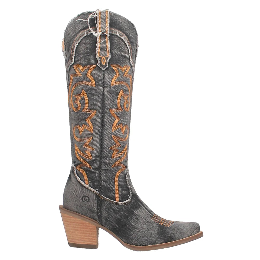 Tornado Casual Boots Mid Knee High Heel Snip Texas 2-3" Toe Dingo Womens