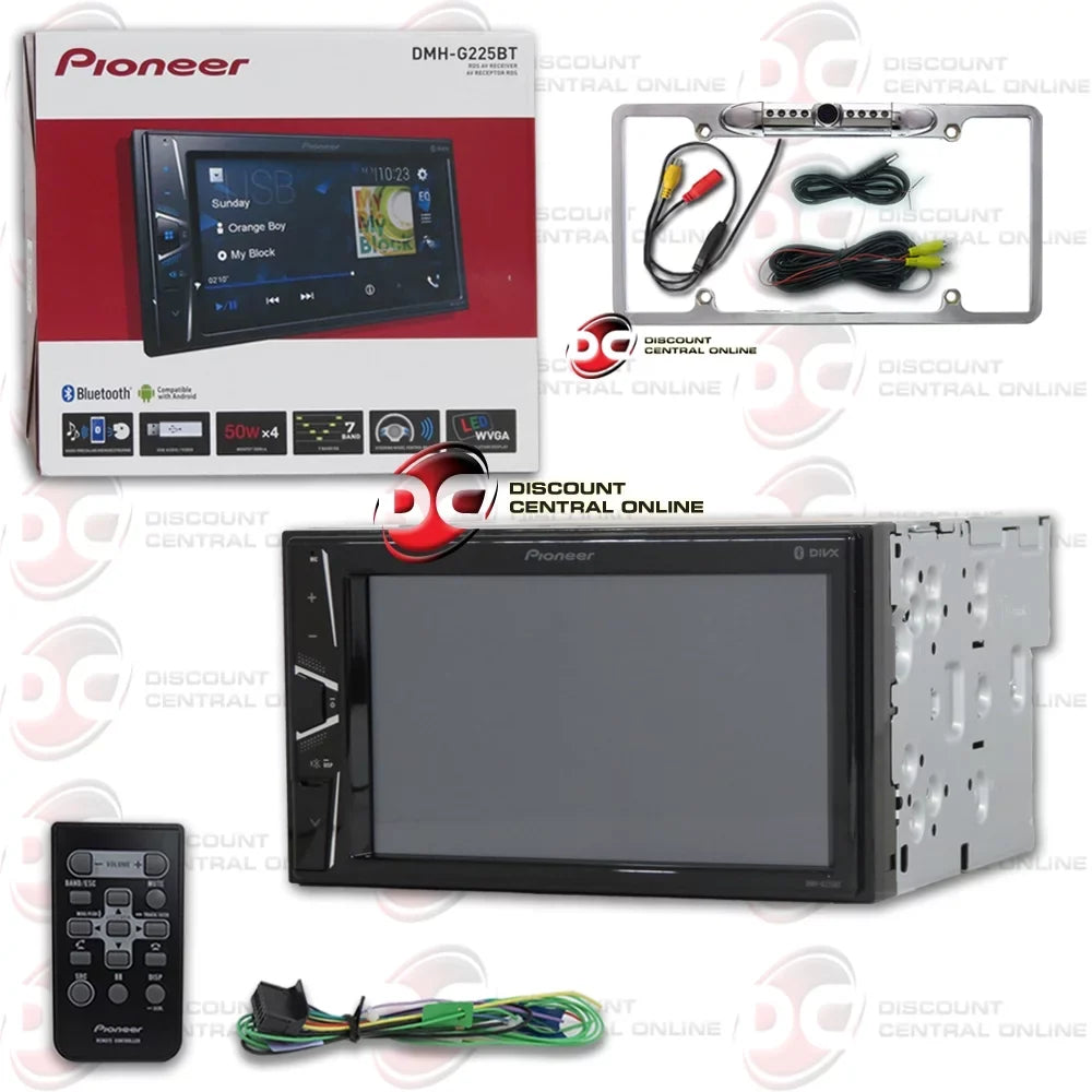 License plate DiscountCentralOnline Waterproof Pioneer 2-DIN back-up stereo Touchscreen Digital 6.2" Full FL09CH + vision Remote Bluetooth Night USB camera with Car Media