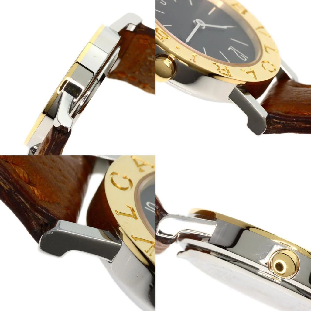BVLGARI Steel/Leather/K18YG (Good) Pre-Owned Ladies Watch BB26SGL Stainless