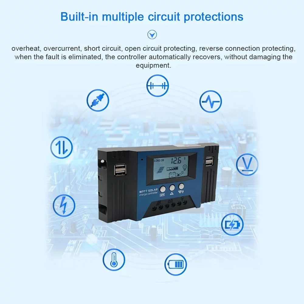 Battery Display USB Output 4 Focus 30A Solar Adjustable LCD Charge 12/24V Controller Intelligent Setting Solar Parameter Auto Panel with Controller Timer Vistreck Regulator