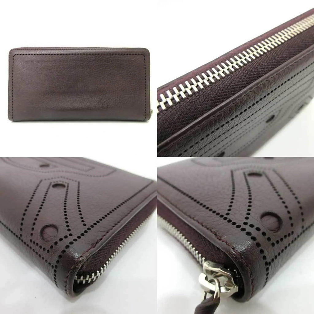 Classic Pre-Owned Women's Continental Round Leather Punching Men's (Good) Long Bordeaux Wallet Balenciaga