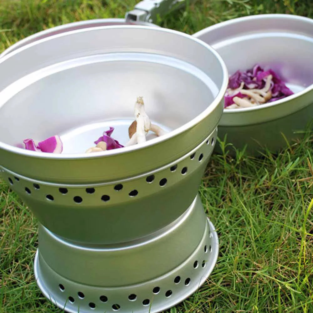 Picnic Kit with Set Backpacking Camping Pan Stand Mess Portable Stove Spirit Aibecy Cookware BBQ for Pot Cookware Hiking