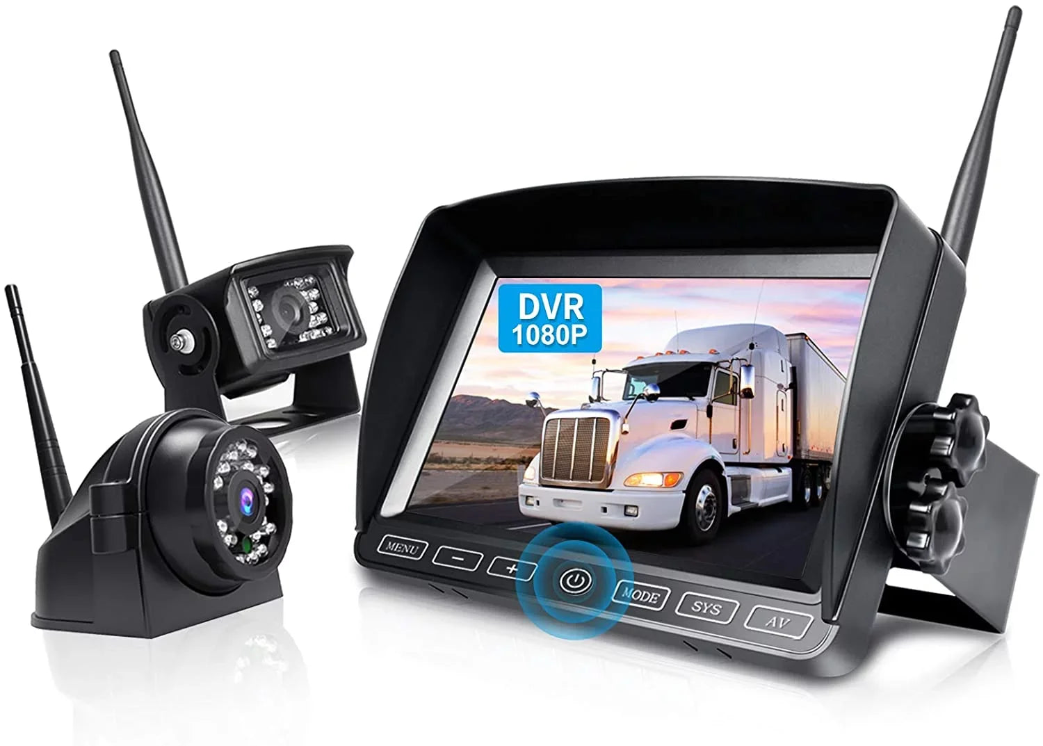 Truck RV Split Camera Touch Waterproof 2 HD Monitor, Dual/Quad DVR ZEROXCLUB 7-inch Backup Side Camera 5th View View for System Wheel,BW702 1080P Rear with Trailer Wireless Wireless IP69