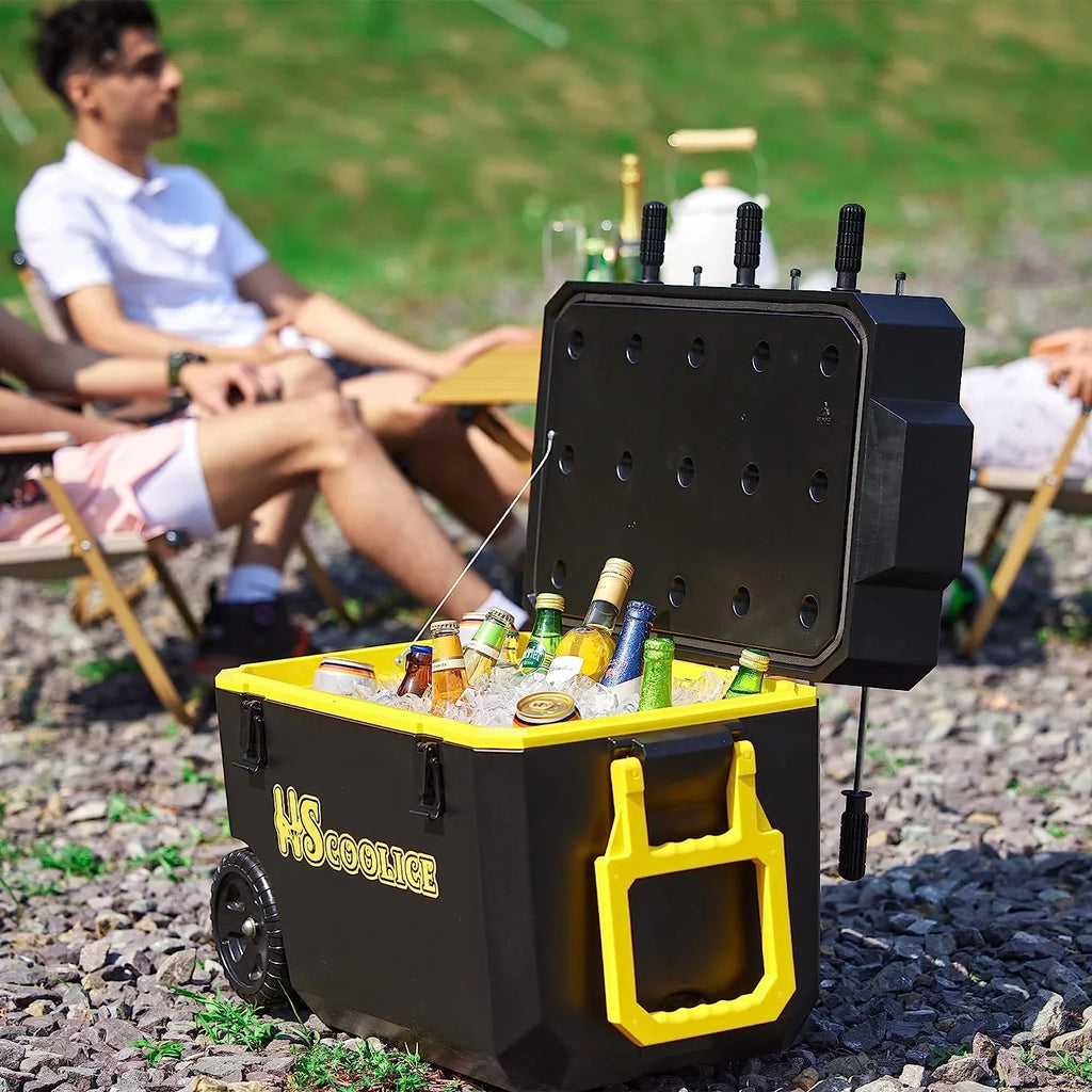 QT Family Black & Picnic, 65 Cooler Portable Ideal Hard Cooler Ice Outdoor Table, Barbecue, Wheels, Chest Red with Gathering Camping, with for - Foosball