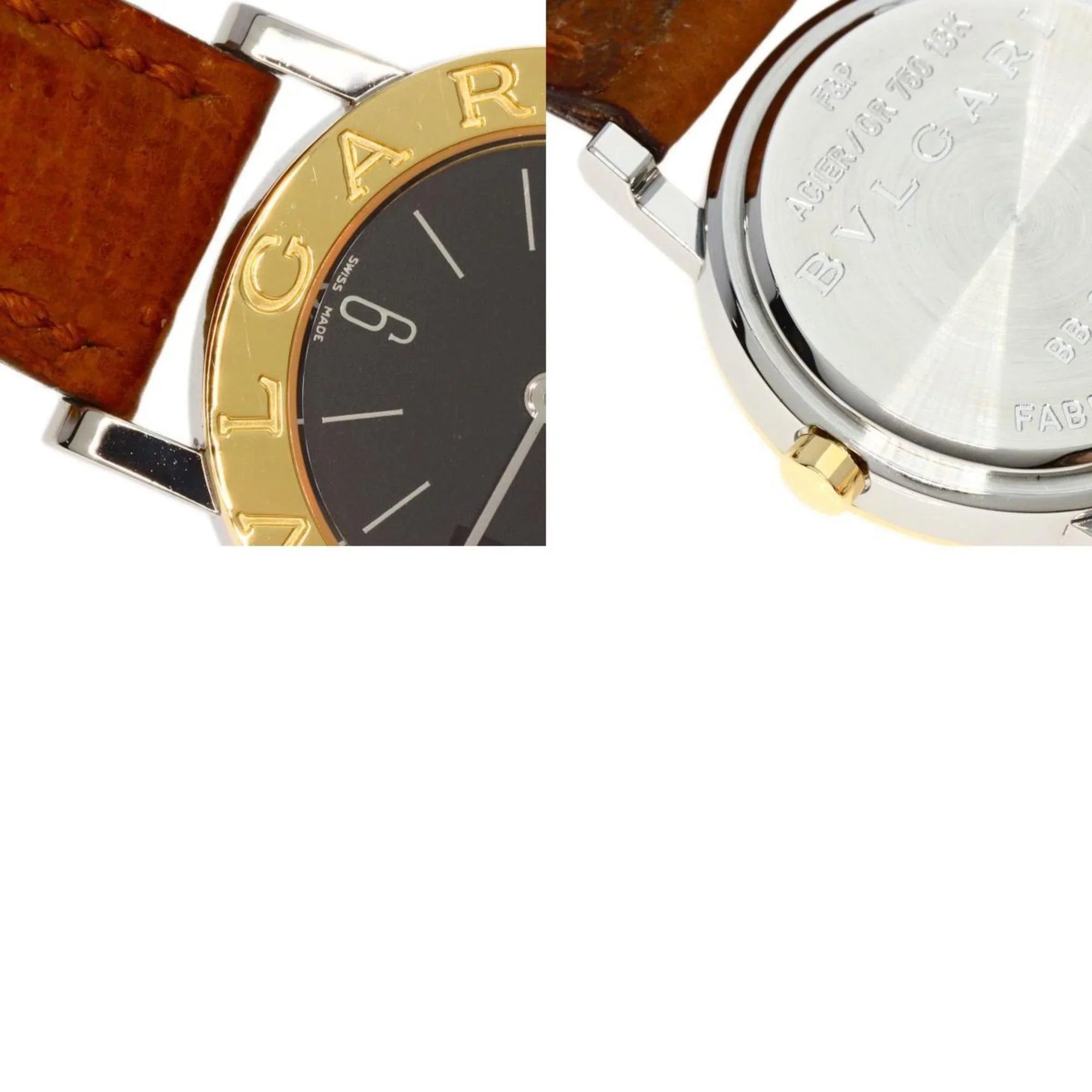 BVLGARI Steel/Leather/K18YG (Good) Pre-Owned Ladies Watch BB26SGL Stainless