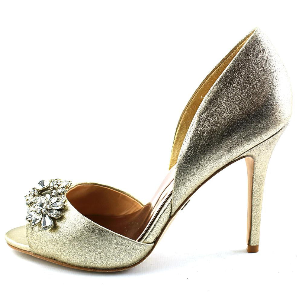 Suede, M II Badgley US D'Orsay Pewter Mischka Giana 7.5 Women's Pump, Metallic