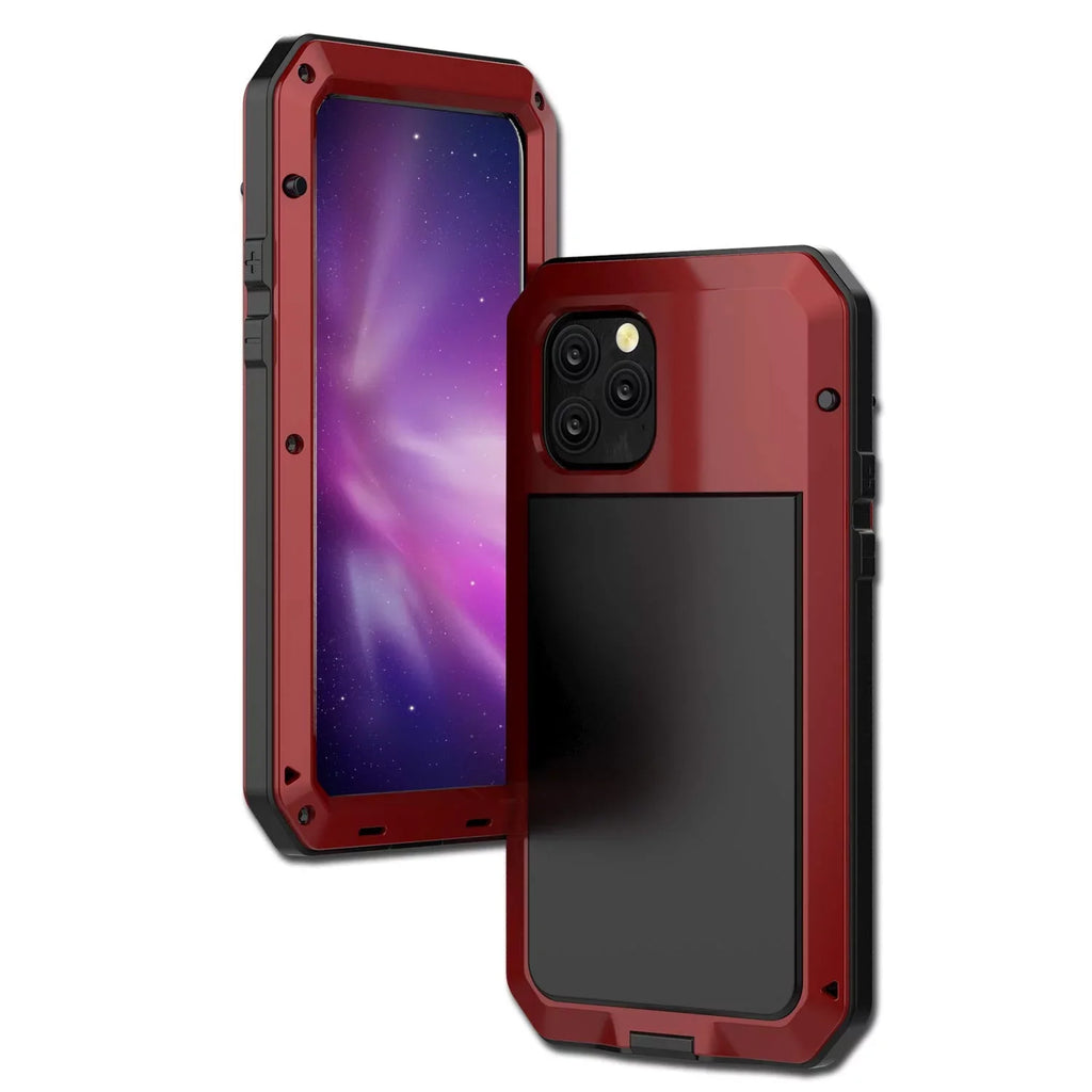 Duty Travel Rugged 13 and Resistant (Red) Metal Heavy Military Protection, Outdoor Scratch Gorilla Case Glass Aluminum Shockproof Pro iPhone Grade