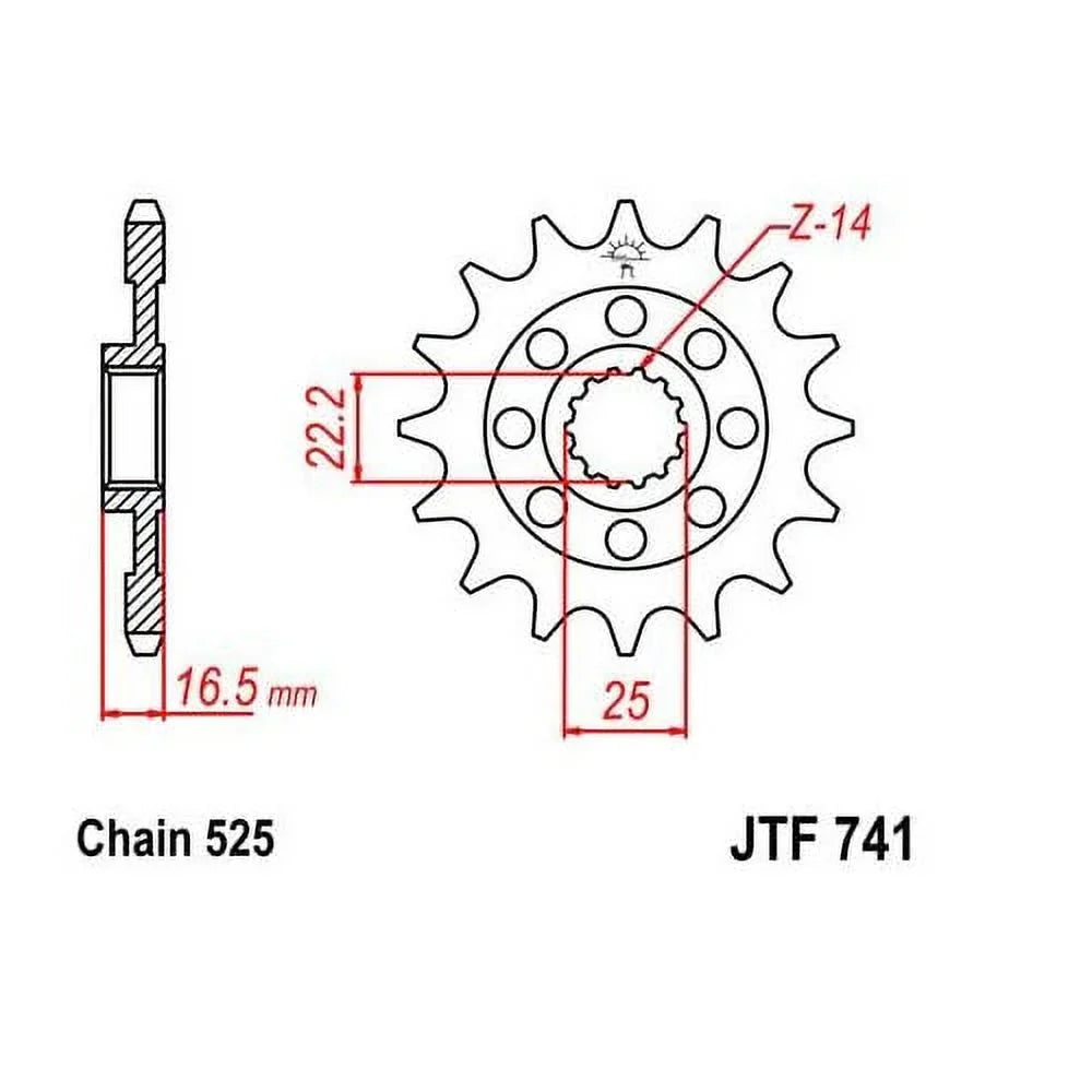 848 Sprocket Street 2011-2013 Front 14T Evo Steel JT DUCATI for