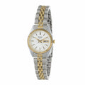 Day/Date Ladies Watch White Bracelet Face Case - Stainless Gold-Tone