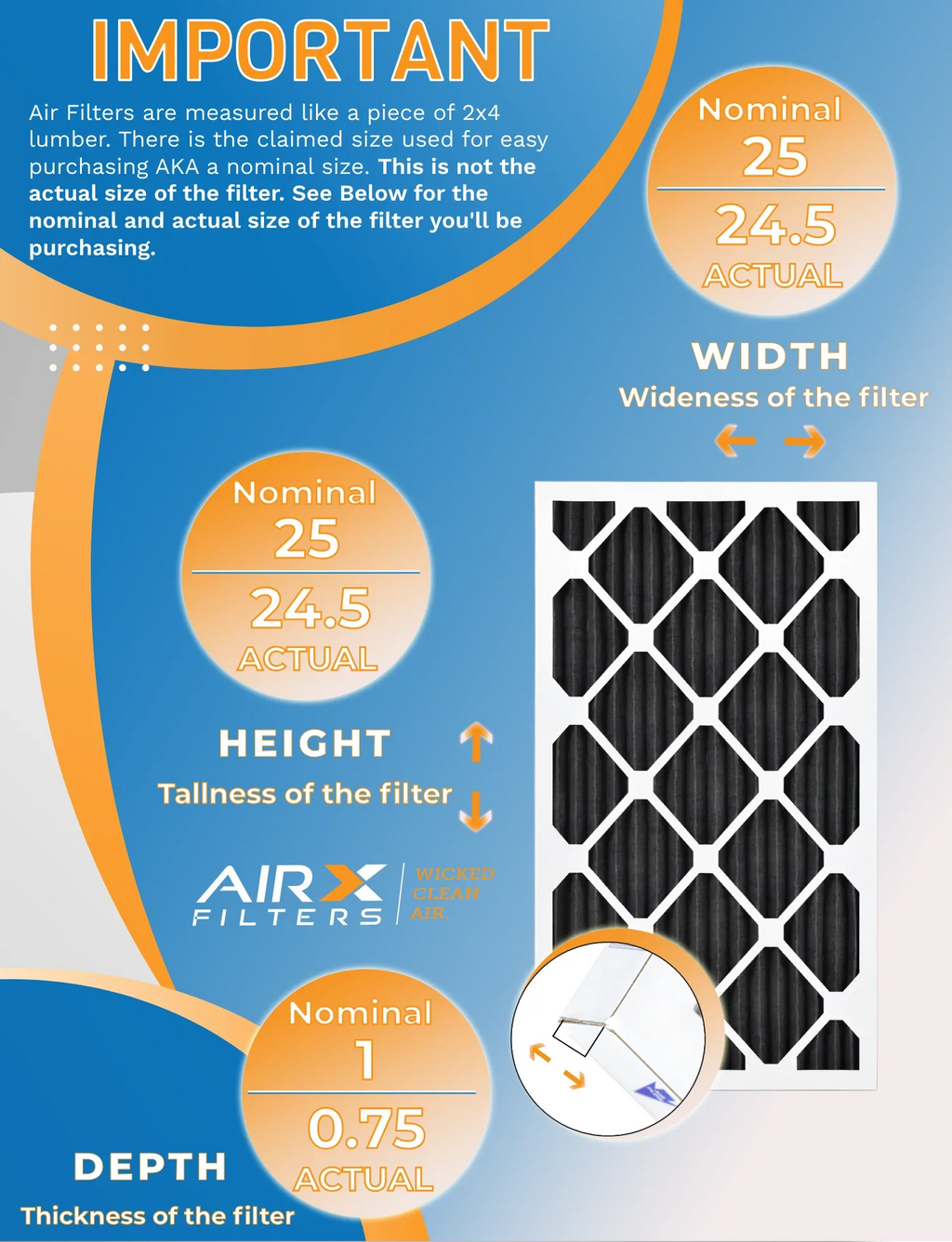 Filters MPR MERV WICKED 8 FILTERS 700, in Pack Furnace - Air AIRX USA 5, Filters by Comparable Odor 25x25x1 to Pet 12 of CLEAN Retention AIR. FPR Rating, Made Filter