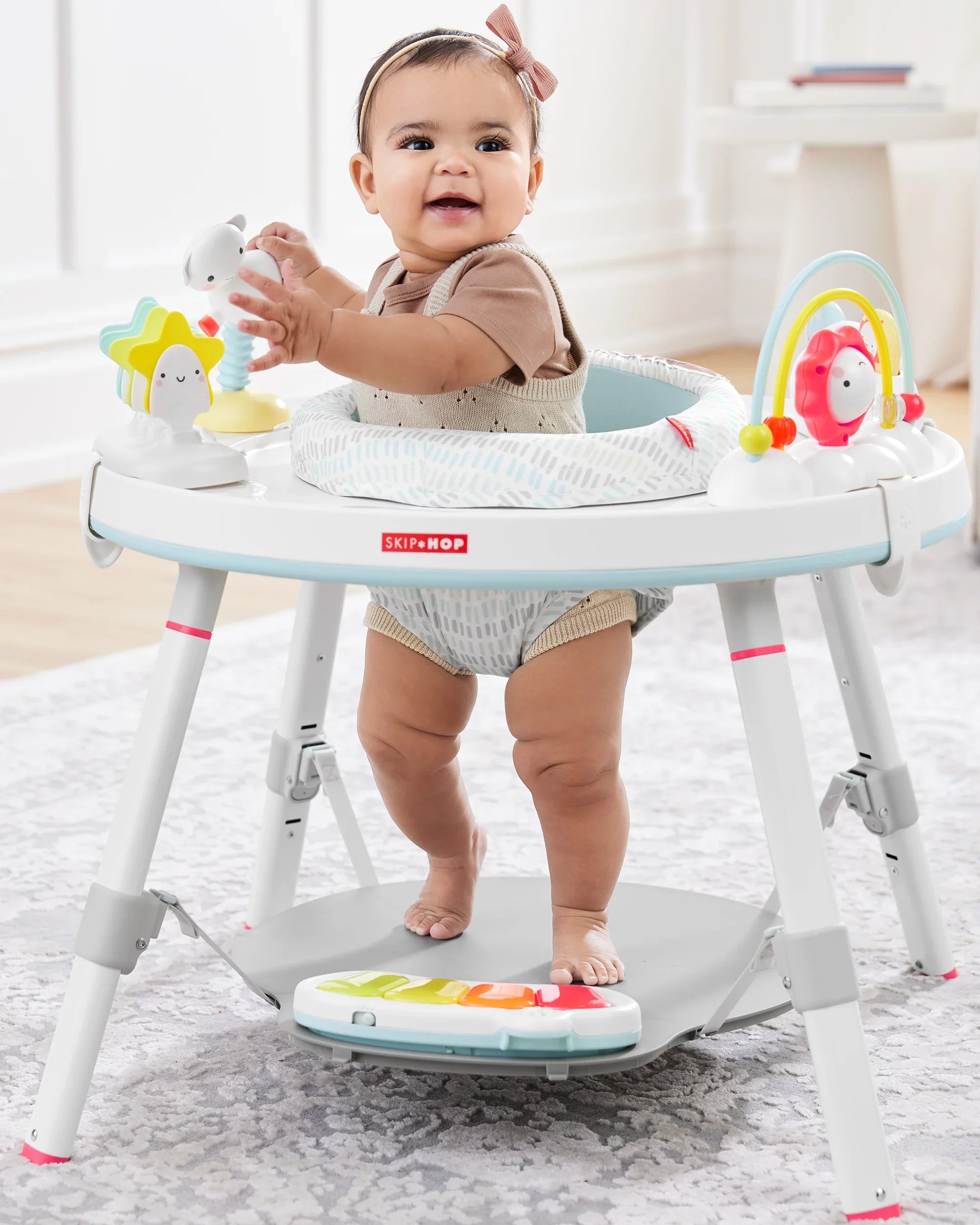 Baby Lining Skip 4mo+, with Play Grow-with-Me Hop Cloud Activity Interactive Center Silver Center: 3-Stage Functionality,