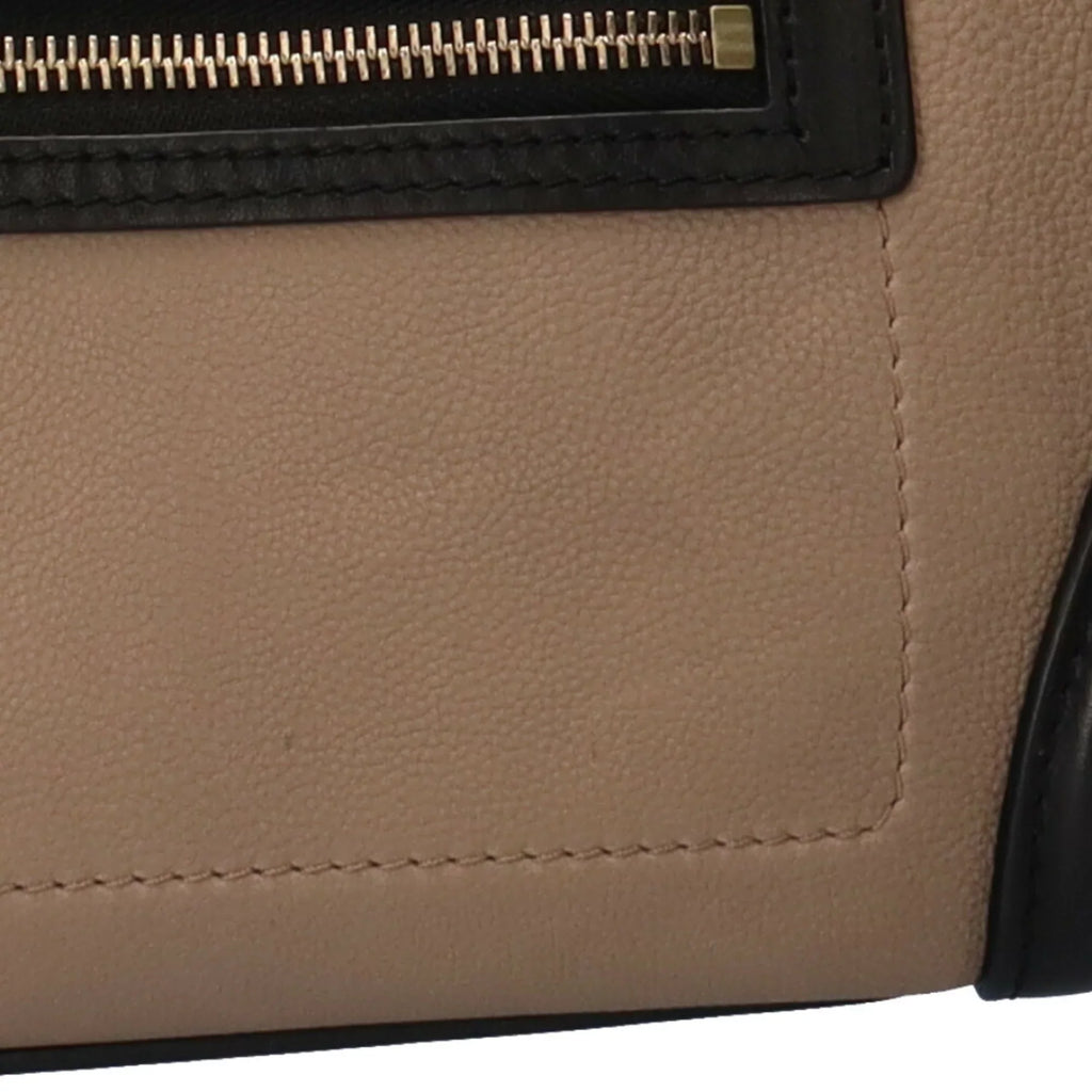 Micro Leather Luggage Beige Ladies Pre-Owned Shopper Handbag Celine (Good)