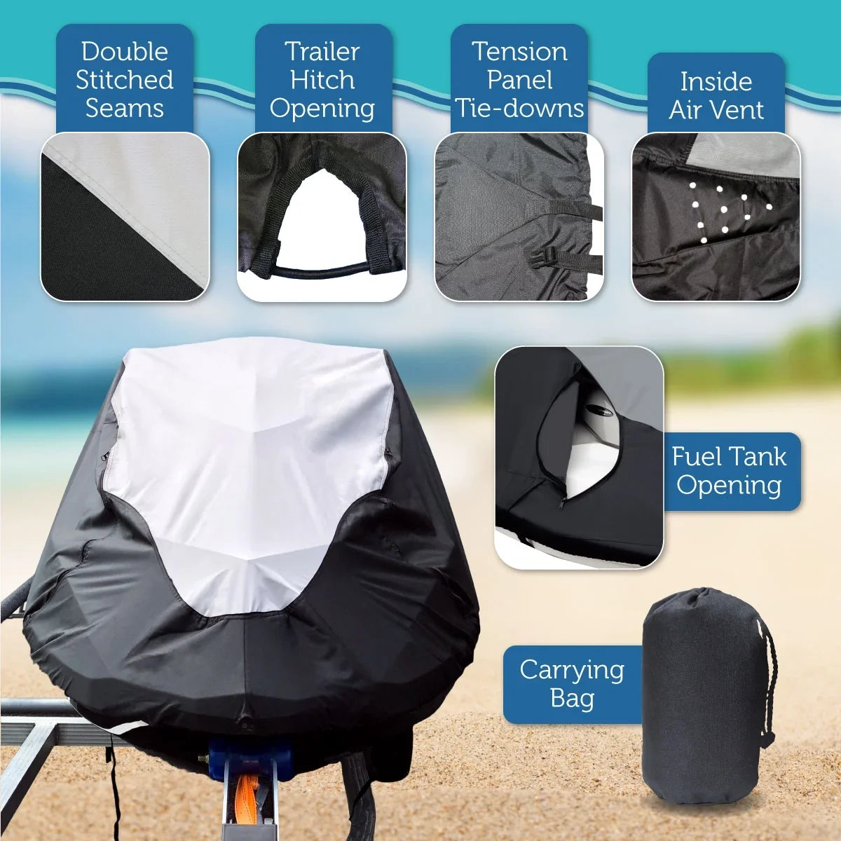 Jet the PWC Ski HEAVY-DUTY Cover top Ski ZXi 1996-2003 Jet SUPER of 1100 Boat Compatible 2 trailerable for Kawasaki line Seater