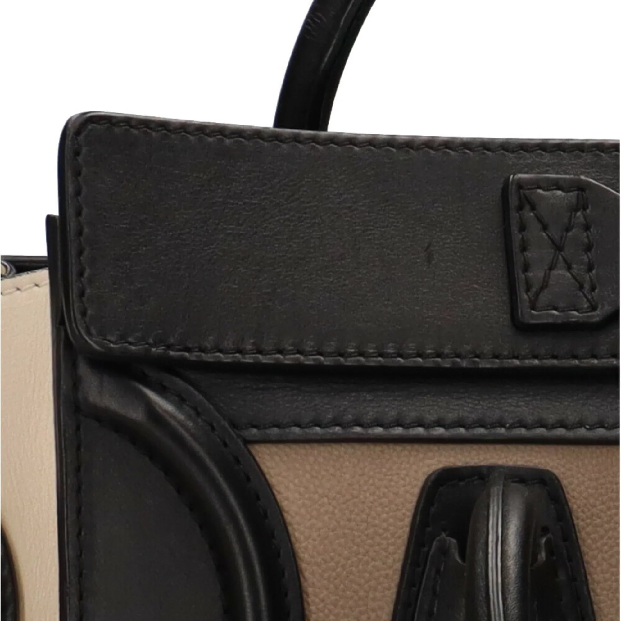 Micro Leather Luggage Beige Ladies Pre-Owned Shopper Handbag Celine (Good)