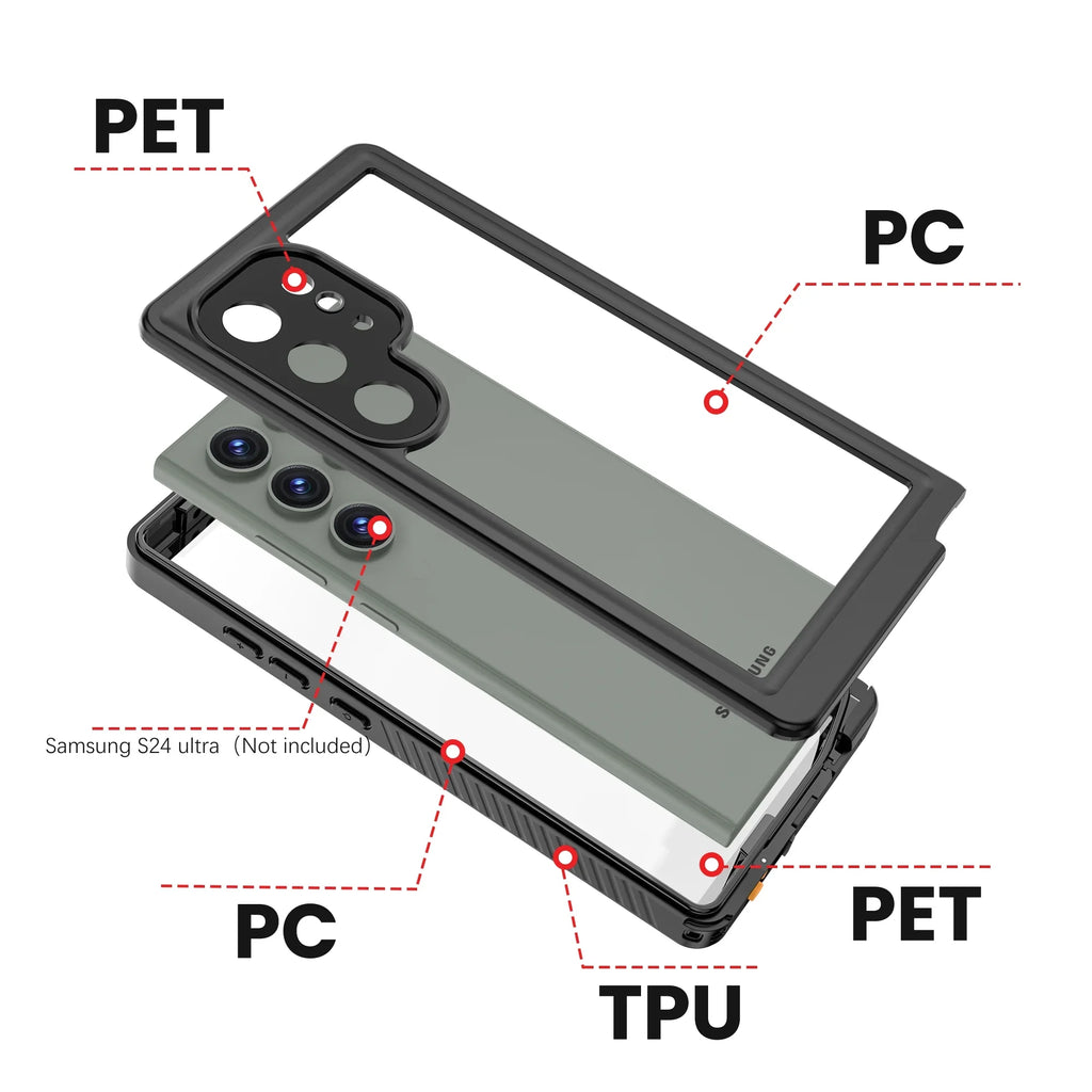 Phone Heavy Black Samsung Shockproof 5G for Protector 360° IP68 Protection Military for Underwater Screen Ultra, Galaxy Cowithday Case Cover Waterproof Body 2024, Duty S24 with Galaxy Ultra S24 Full
