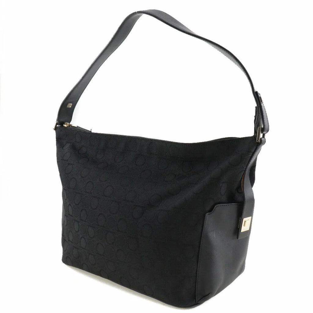Canvas AB-21 Shoulder x Gancini 2779 Black One (Fair) Salvatore Leather Ferragamo Pre-Owned Bag Ladies