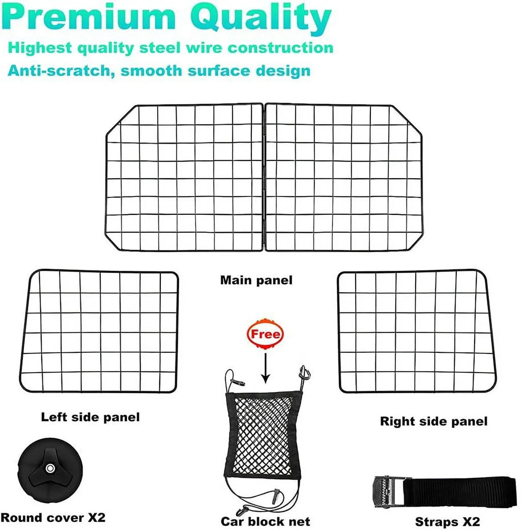 in Adjustable Duty for Cars SUV, Fence Dog Black—Safety Wire Pet Mesh Travel Vehicles, Seat Car Dividers Cars with Barriers—Heavy Front Barrier