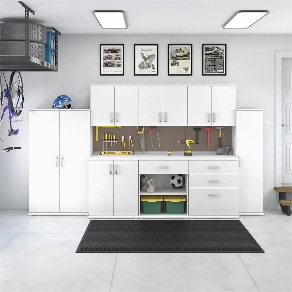 Wood Garage in - White Pemberly Row Engineered Cabinet Storage Tall