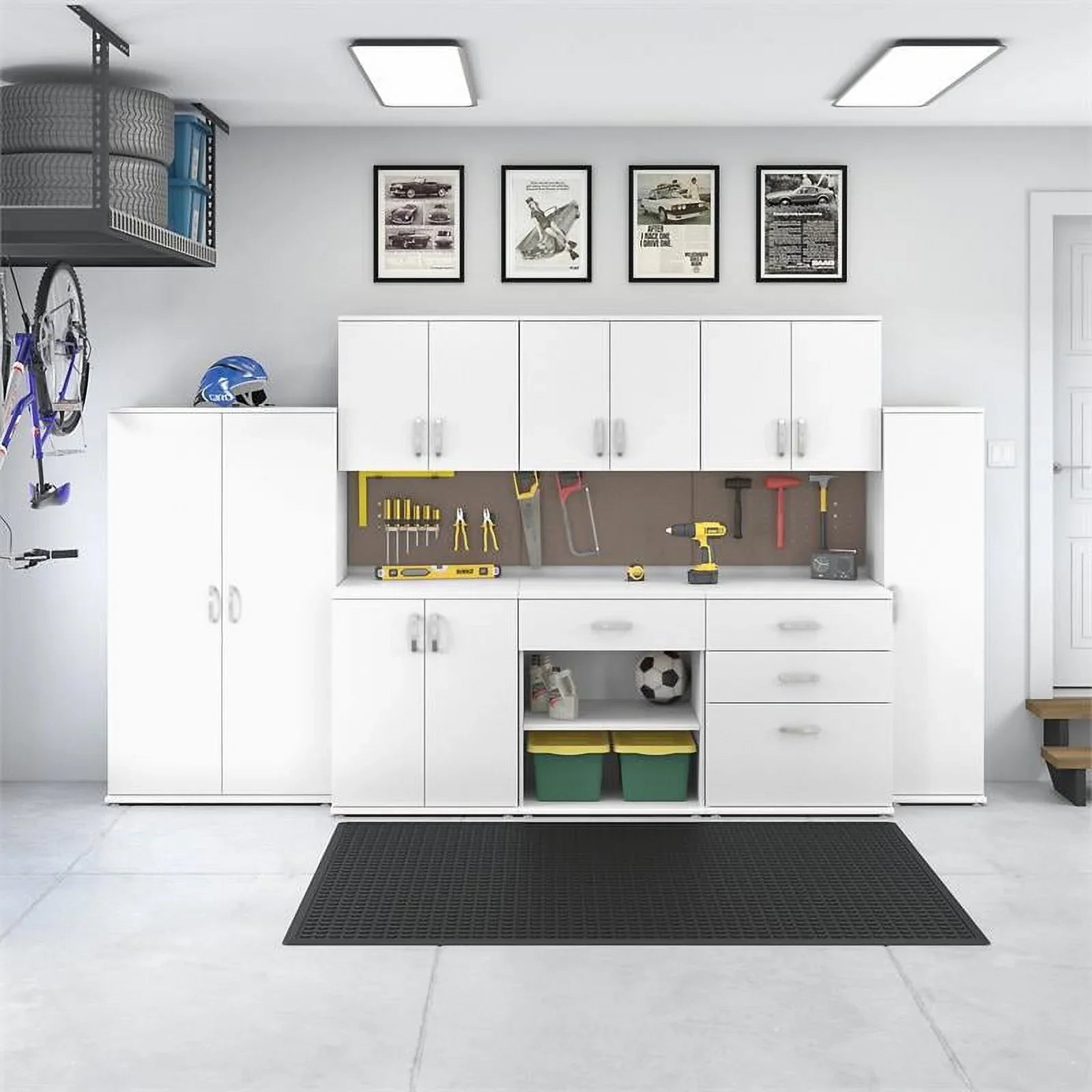 Wood Garage in - White Pemberly Row Engineered Cabinet Storage Tall