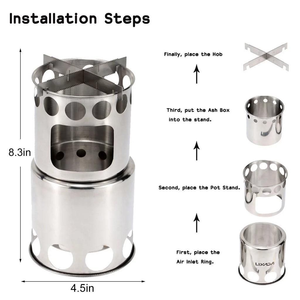 Steel Ideal Stainless Lightweight Utensils Camping Aluminum for and Cooking Stove with Picnics and Backpacking Set Pot Cutlery ammoon