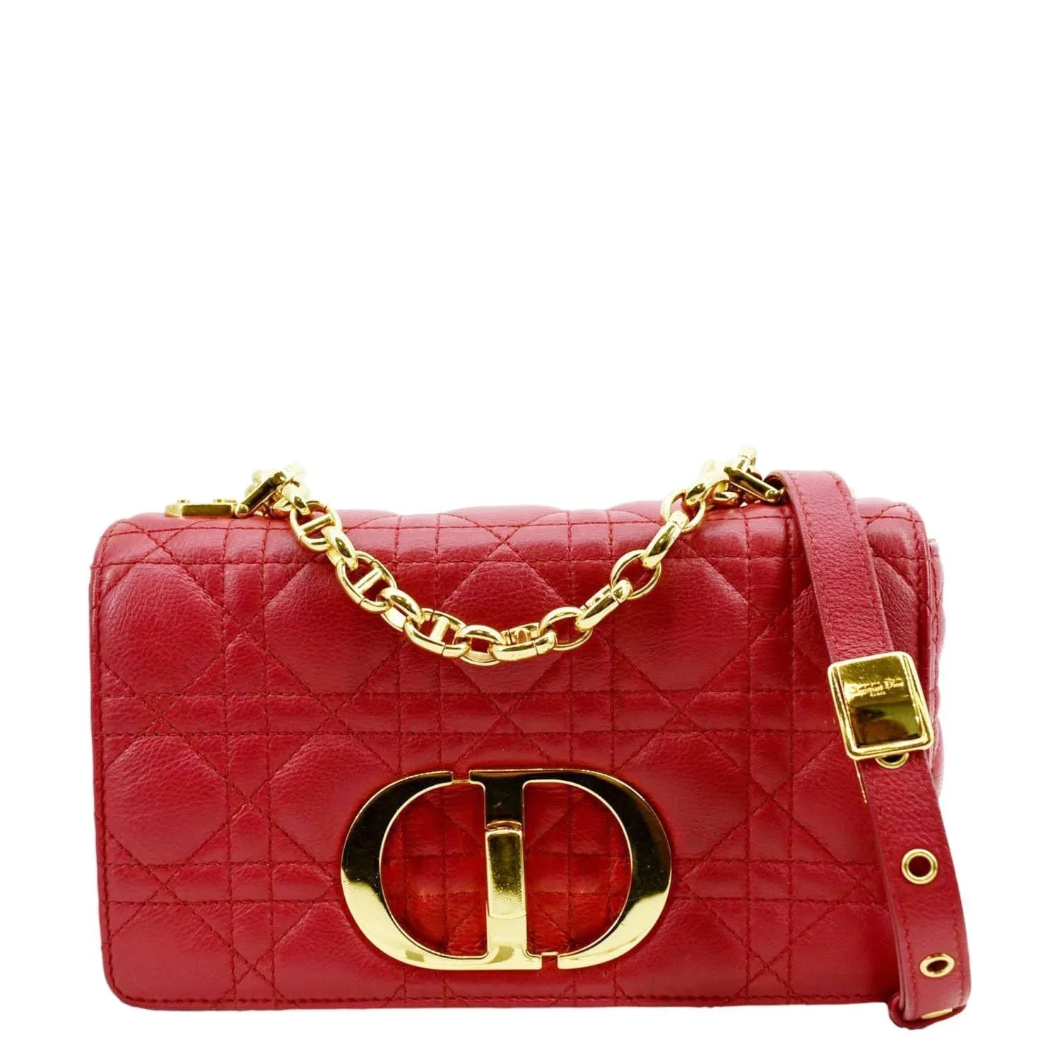 Bag DIOR Leather Cannage Caro Calfskin CHRISTIAN Pre-owned Shoulder Red