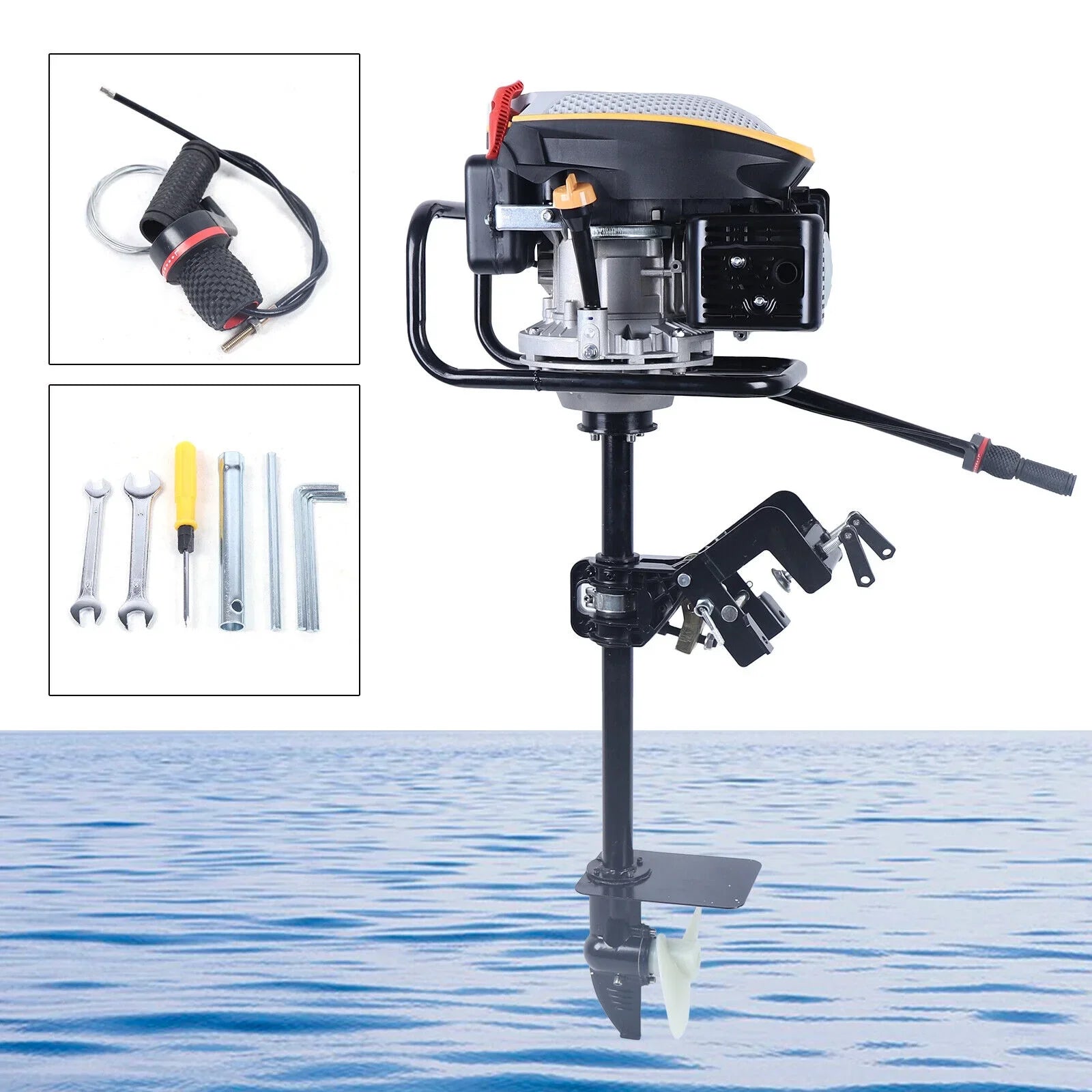 Outboard System Air Propeller Boat Cooling Engine,225CC Duty Boat Engine Outboard Motor YIYIBYUS 4.3KW Motor Heavy Stroke Outboard 4