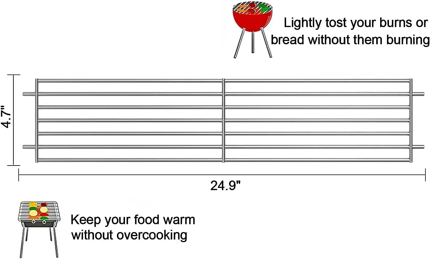 x 304 C, Weber Warming Replacement & Silver Steel 1000-5500, for 7513/88719 B in Genesis AOREWTGGH 700, for B&C, Grill Rack Spirit Rack 4.7 24.9 7513 4 Stainless Warming Gold x Weber Genesis