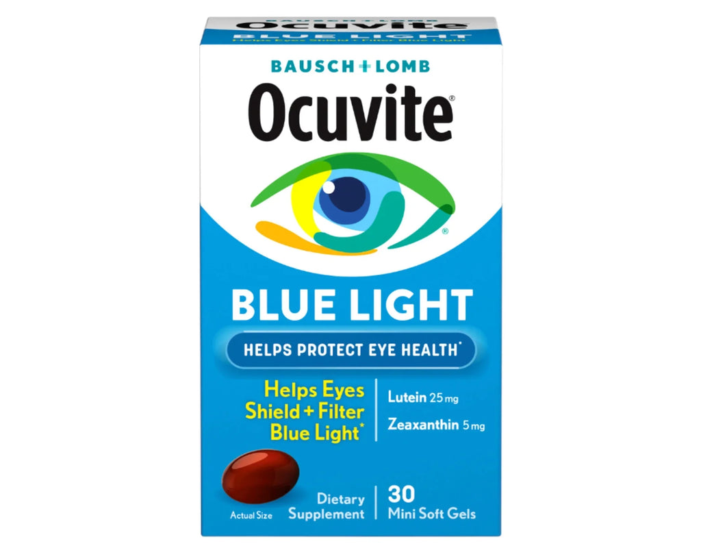 Pack of 30 Soft Eye Light & Bausch Lomb - Gels, Blue Count 6 Supplement Ocuvite Health
