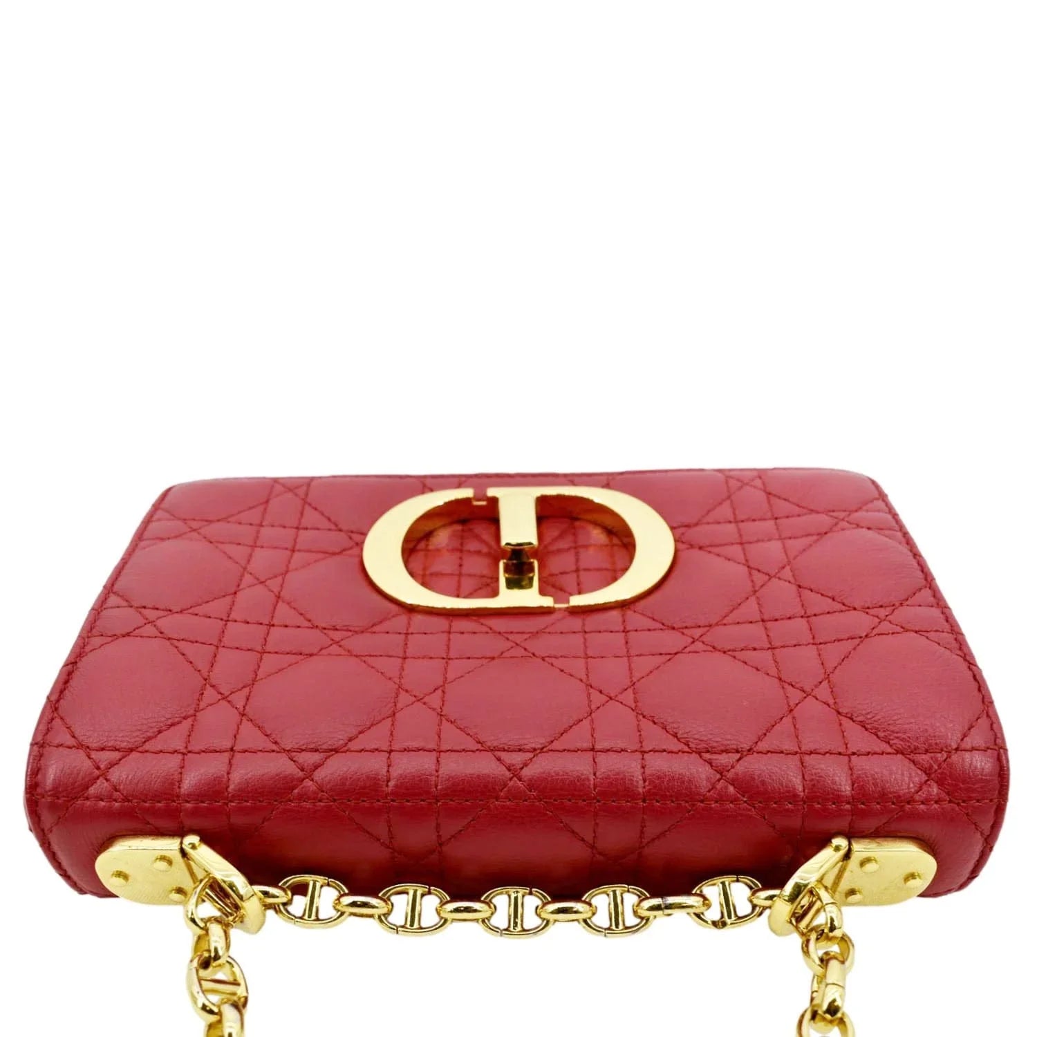 Bag DIOR Leather Cannage Caro Calfskin CHRISTIAN Pre-owned Shoulder Red