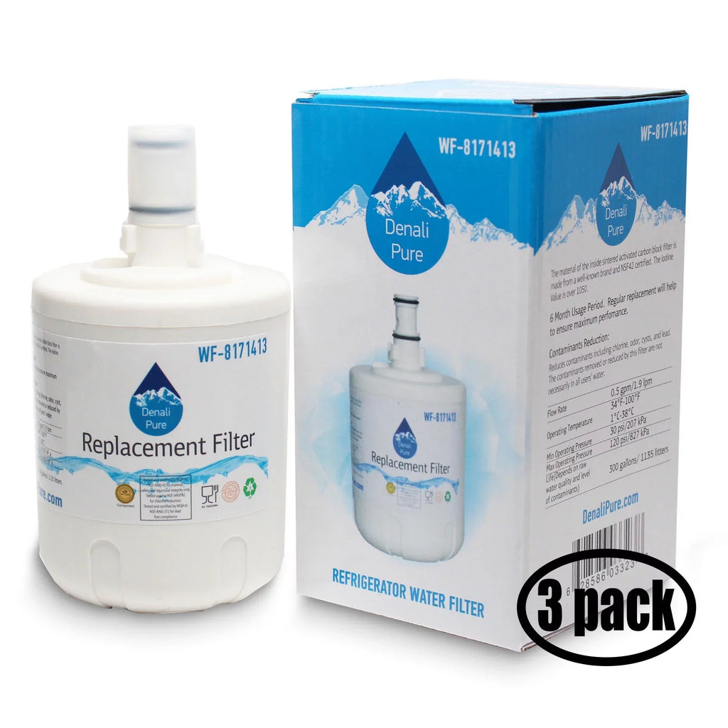 3-Pack for Whirlpool with ED22UEXHW01 Replacement Water Filter 8171414 8171413, Filter Whirlpool Compatible Cartridge Water Fridge - Refrigerator
