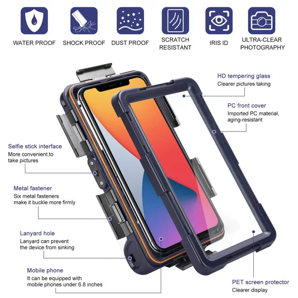 [15m/50ft] Phones Protective all Housing with Surfing LCD Photo Professional 6.9 Go Lanyard Case Waterproof Swimming for 2020 UrbanX to Underwater Spark Snorkeling Tecno Diving Inch Up And Video